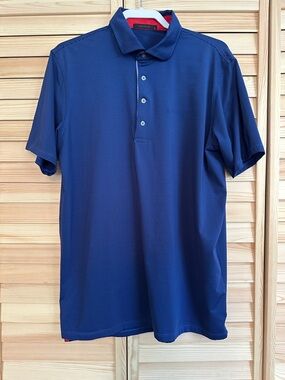 Greyson Polo Men Large Blue Micro-Striped Short Sleeve Golf Performance